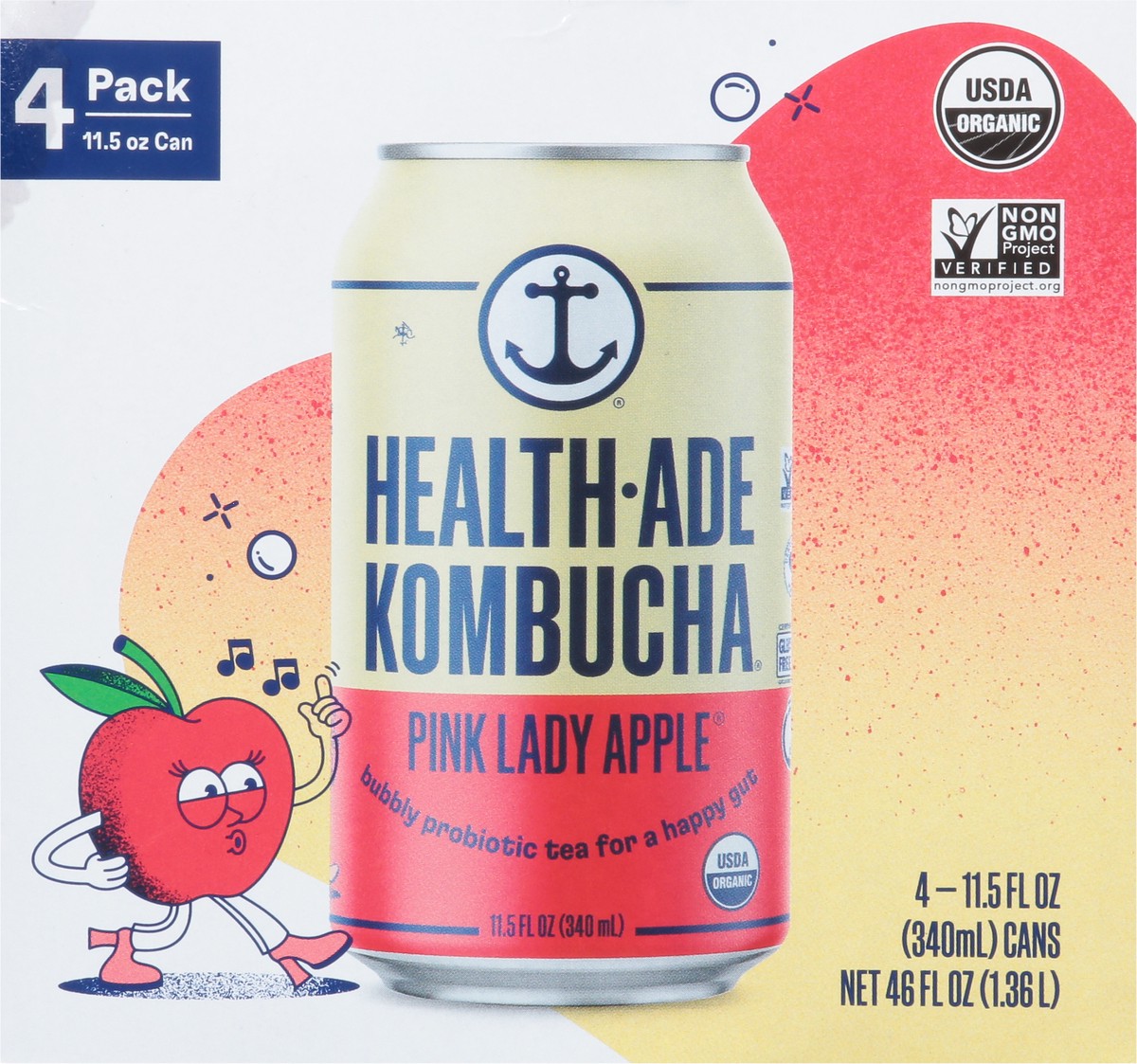 slide 5 of 9, Health-Ade Health Ade Kombucha- Pink Lady Apple- 4 ct, 4 ct