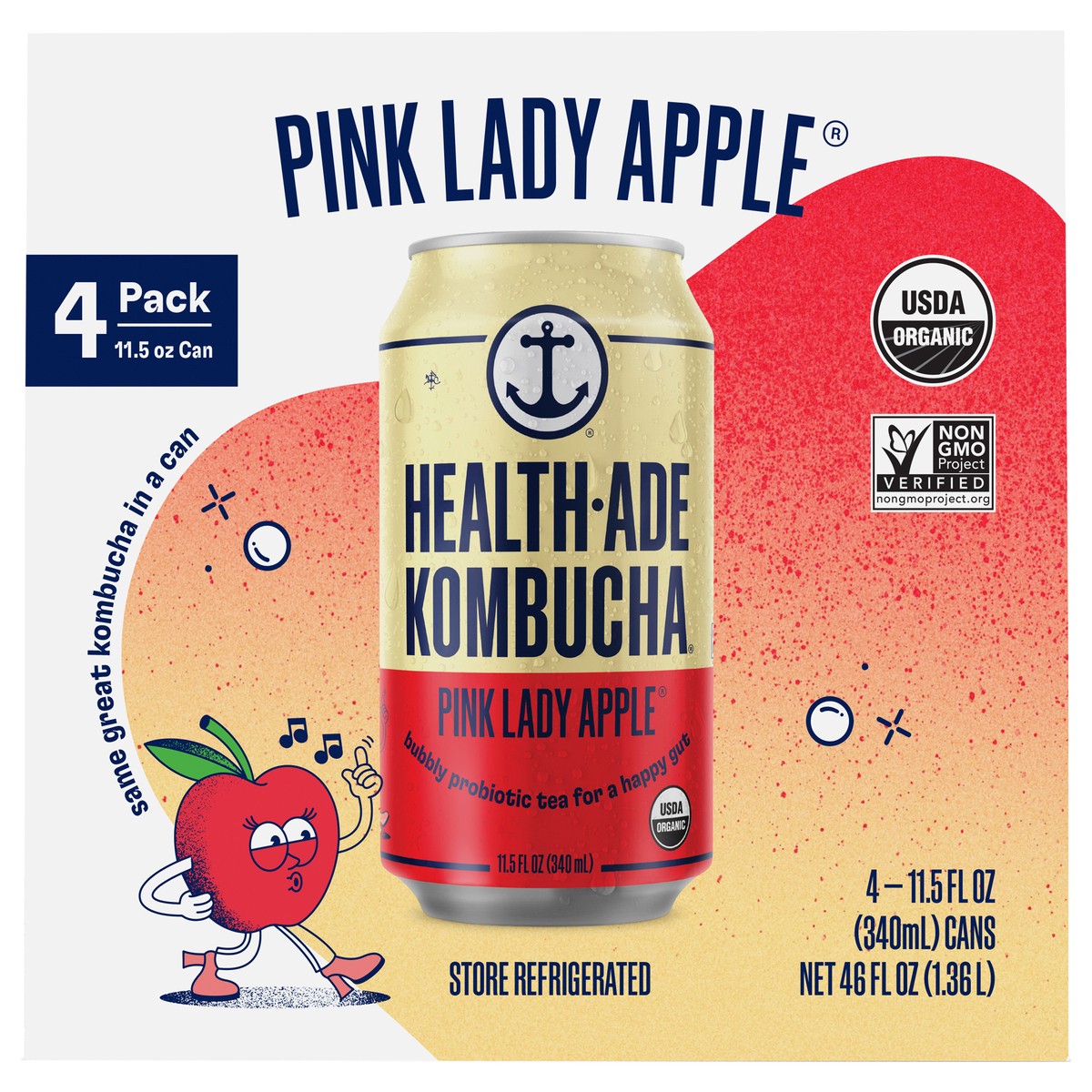 slide 1 of 9, Health-Ade Health Ade Kombucha- Pink Lady Apple- 4 ct, 4 ct