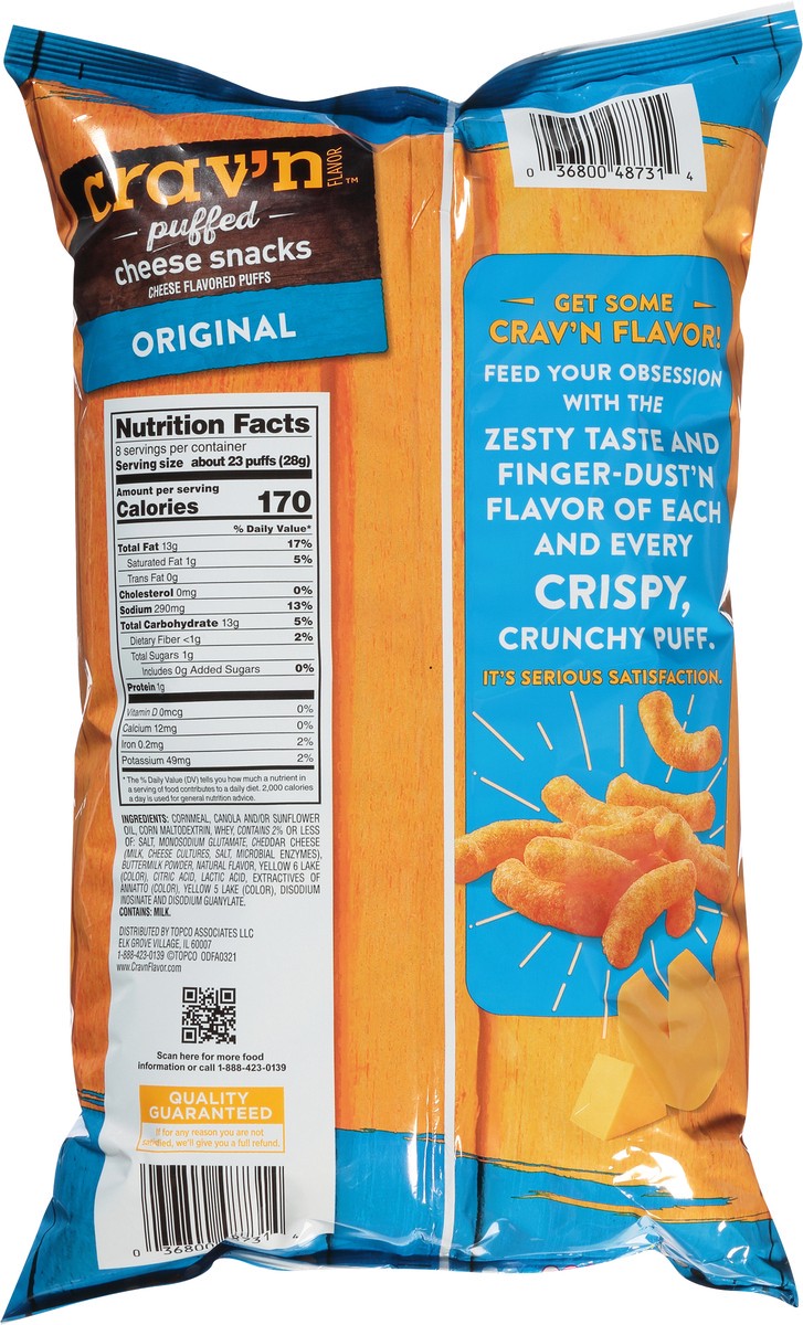 slide 5 of 9, Crav'n Flavor Original Puffed Cheese Snacks, 8 oz
