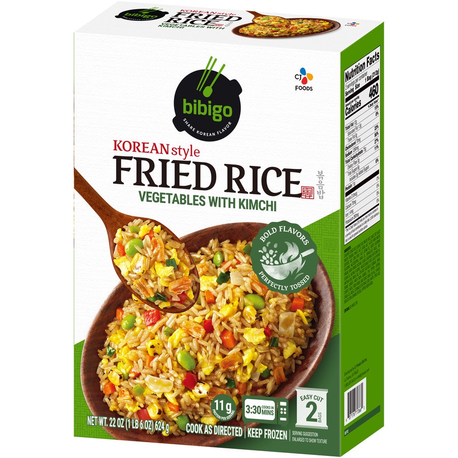 slide 4 of 4, Bibigo Korean Style Fried Rice Vegetables with Kimchi 22 oz. Box, 22 oz