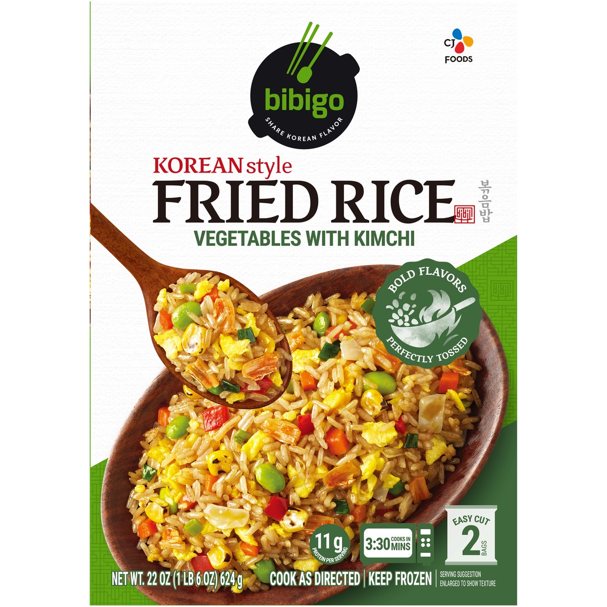 slide 1 of 4, Bibigo Korean Style Fried Rice Vegetables with Kimchi 22 oz. Box, 22 oz