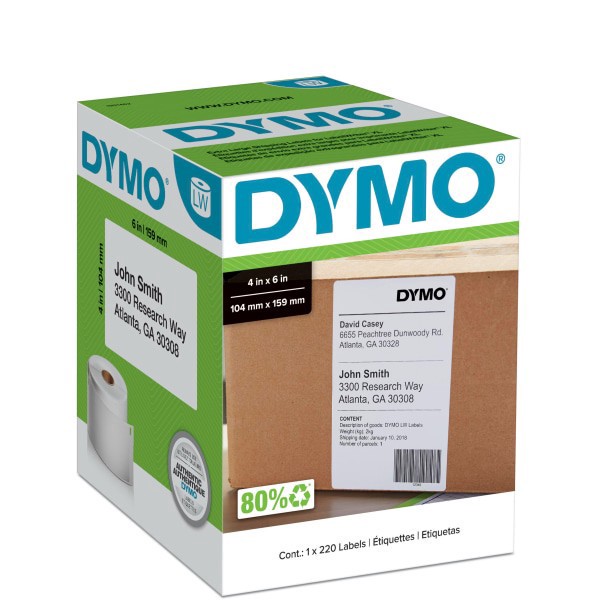 slide 1 of 8, DYMO White Labelwriter Shipping Labels, 1951462 **For Use Only with Model**, 4xl, 220 ct; 4 in x 6 in