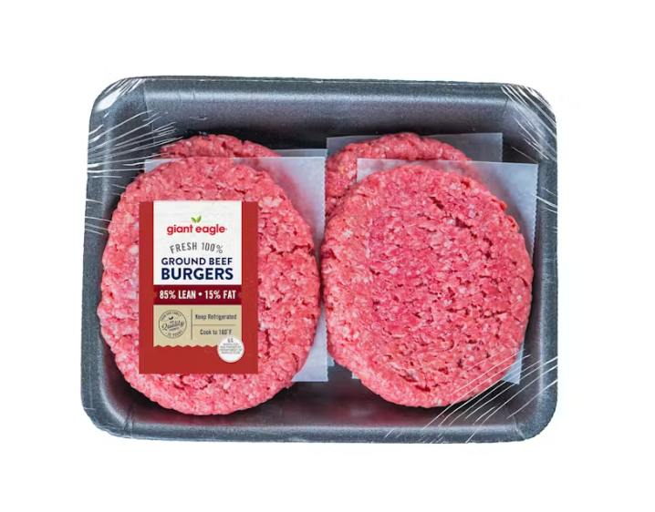 slide 1 of 1, Giant Eagle Burgers, Ground Beef, 85% Lean, per lb