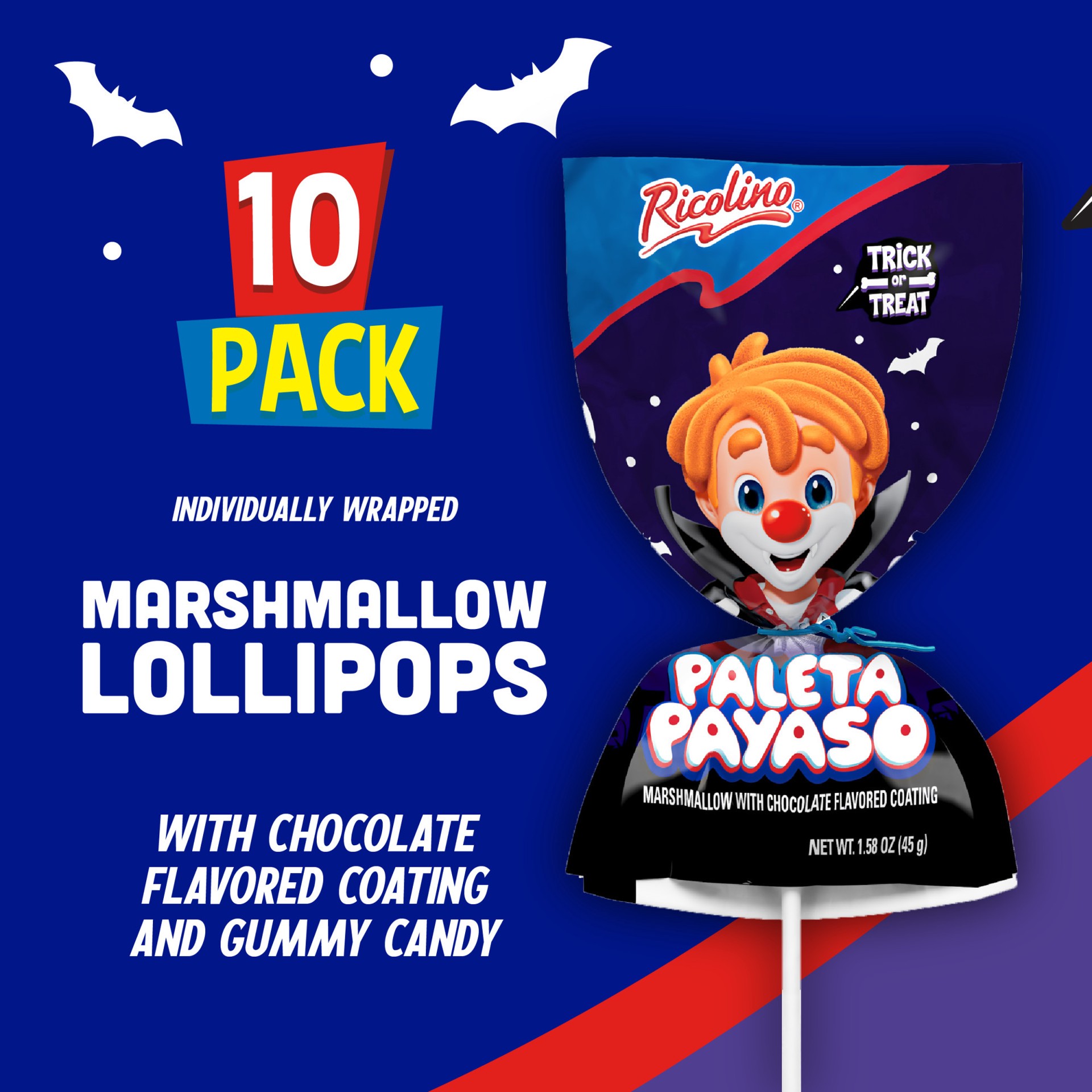 slide 3 of 5, Ricolino Paleta Payasusto Chocolate Marshmallow Lollipop - 17.64 oz, 17.64 oz