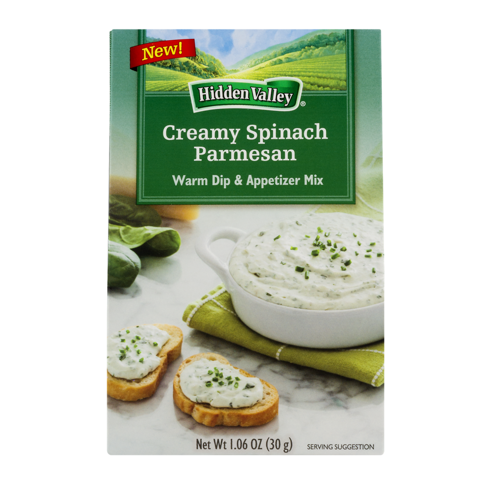 slide 1 of 4, Hidden Valley Warm Dip & Appetizer Mix Creamy Spinach Parmesan, 1.06 oz