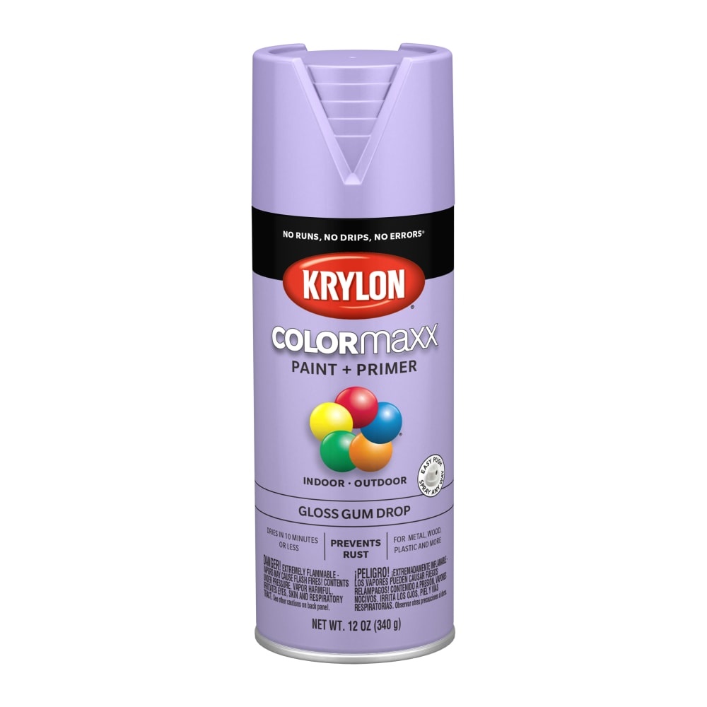 slide 1 of 1, Krylon Colormaxx Gloss Paint & Primer - Gum Drop, 12 oz