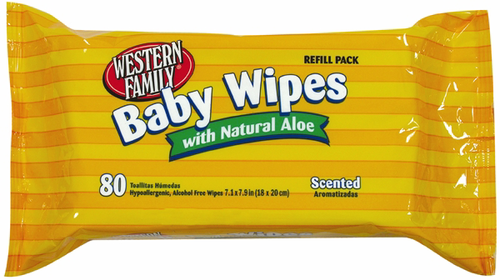 slide 1 of 1, Western Family Baby Wipes Refills, 80 ct