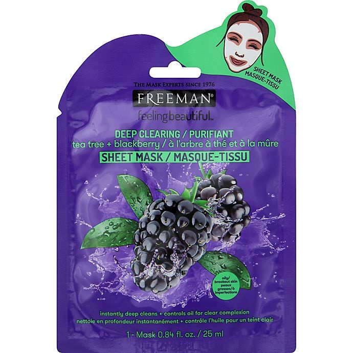 slide 1 of 1, Freeman Sheet Mask, Tea Tree + Blackberry, Deep Clearing, 1 ct