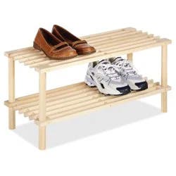 Whitmor 2-Tier Shoe Rack - Natural Wood