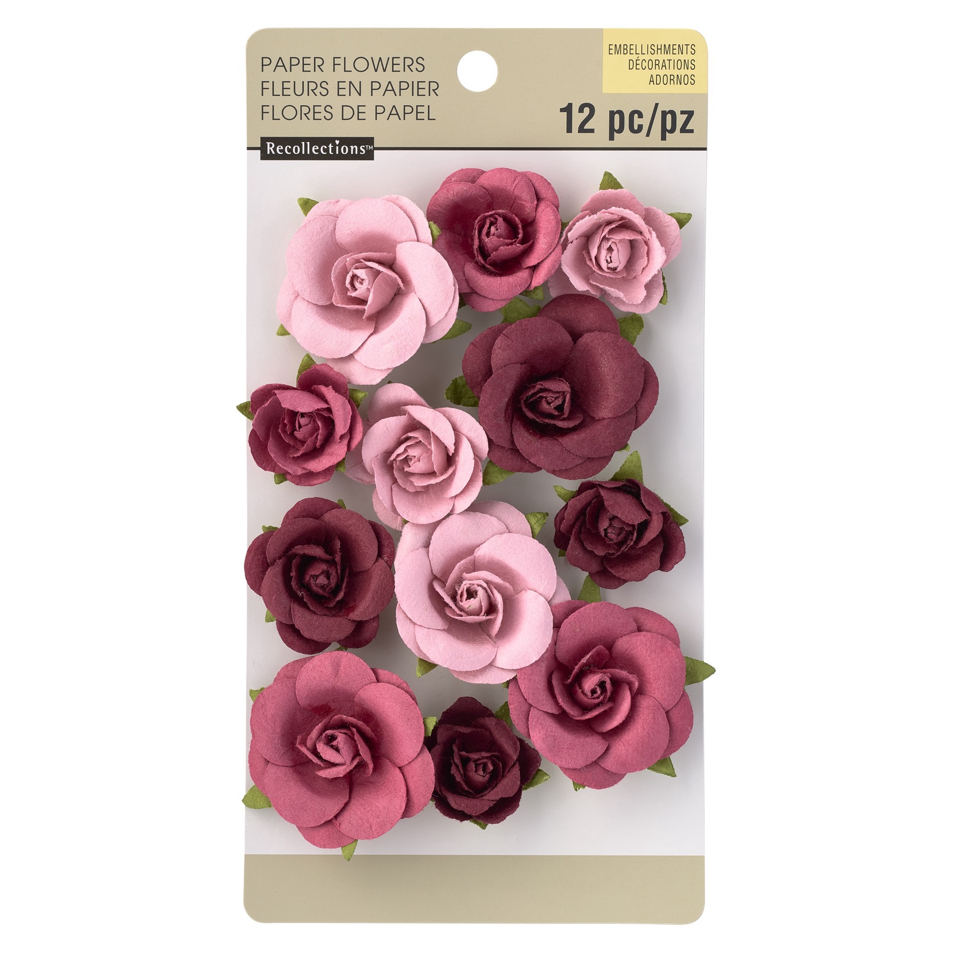 slide 2 of 3, Red Sweetwater Paper Flower Embellishments By Recollections, 2.8 cm - 4.5 cm