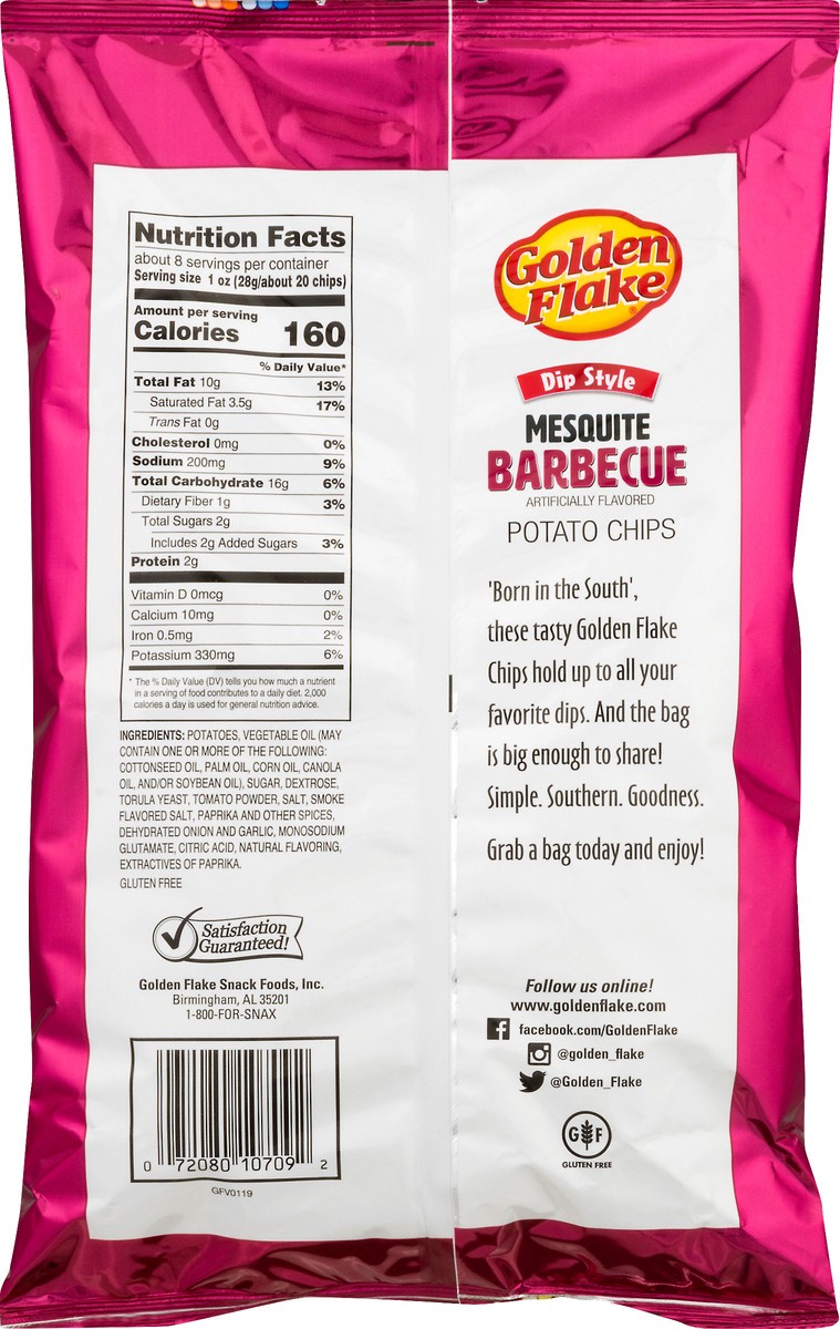 slide 8 of 9, Golden Flake Dip Style Sharing Size Mesquite Barbecue Flavored Potato Chips 7.5 oz, 7.5 oz