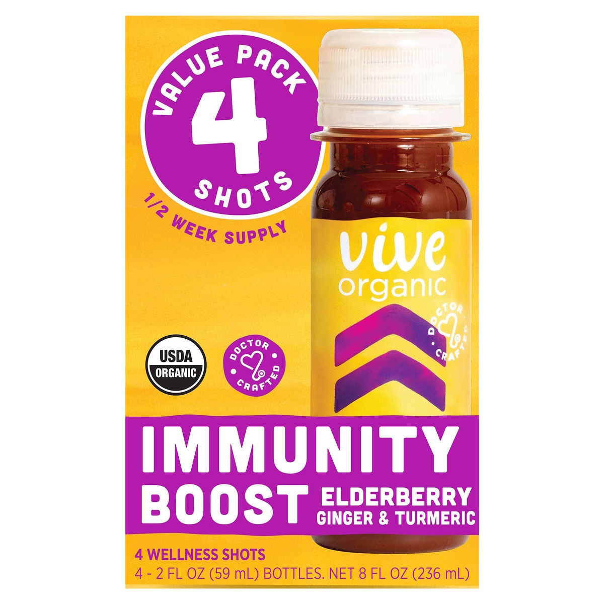 slide 1 of 9, Vive Organic Immunity Boost Elderberry 6ct/2oz-4pk, 8 fl oz