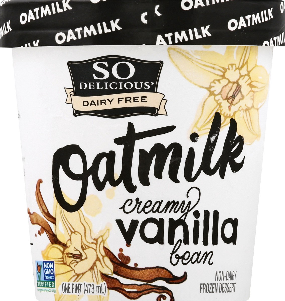 slide 2 of 10, So Delicious Dairy Free Oat Milk Frozen Dessert, Creamy Vanilla Bean, Vegan, Non-GMO Project Verified, 1 Pint, 16 fl oz