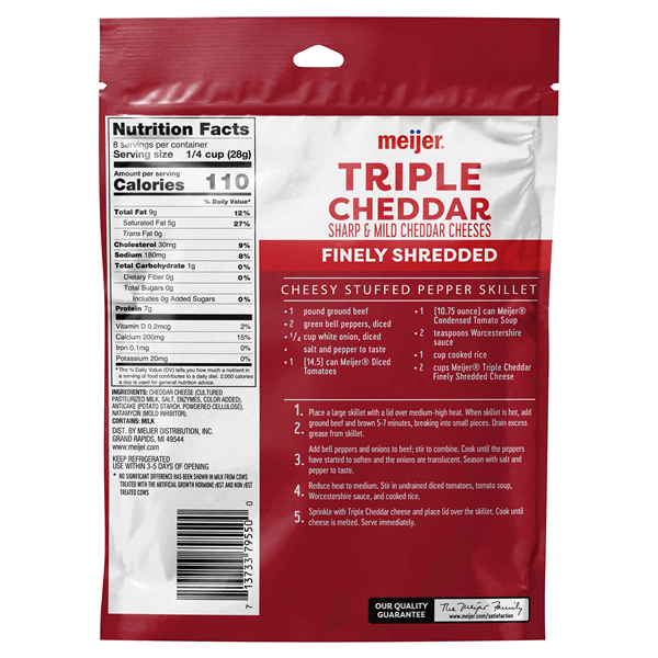 slide 4 of 5, Meijer Triple Cheddar Shredded Cheese Blend, 8 oz