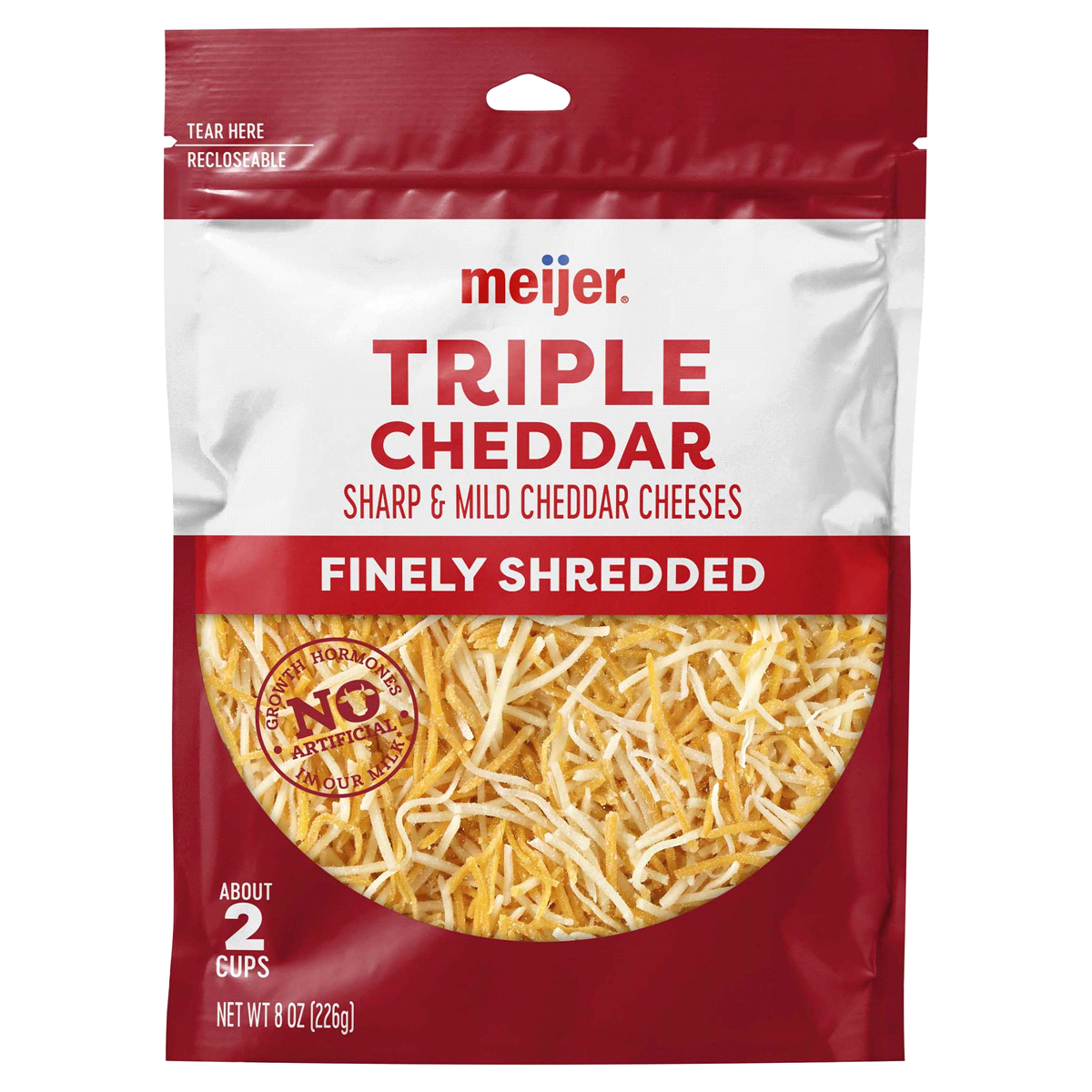 slide 1 of 5, Meijer Triple Cheddar Shredded Cheese Blend, 8 oz
