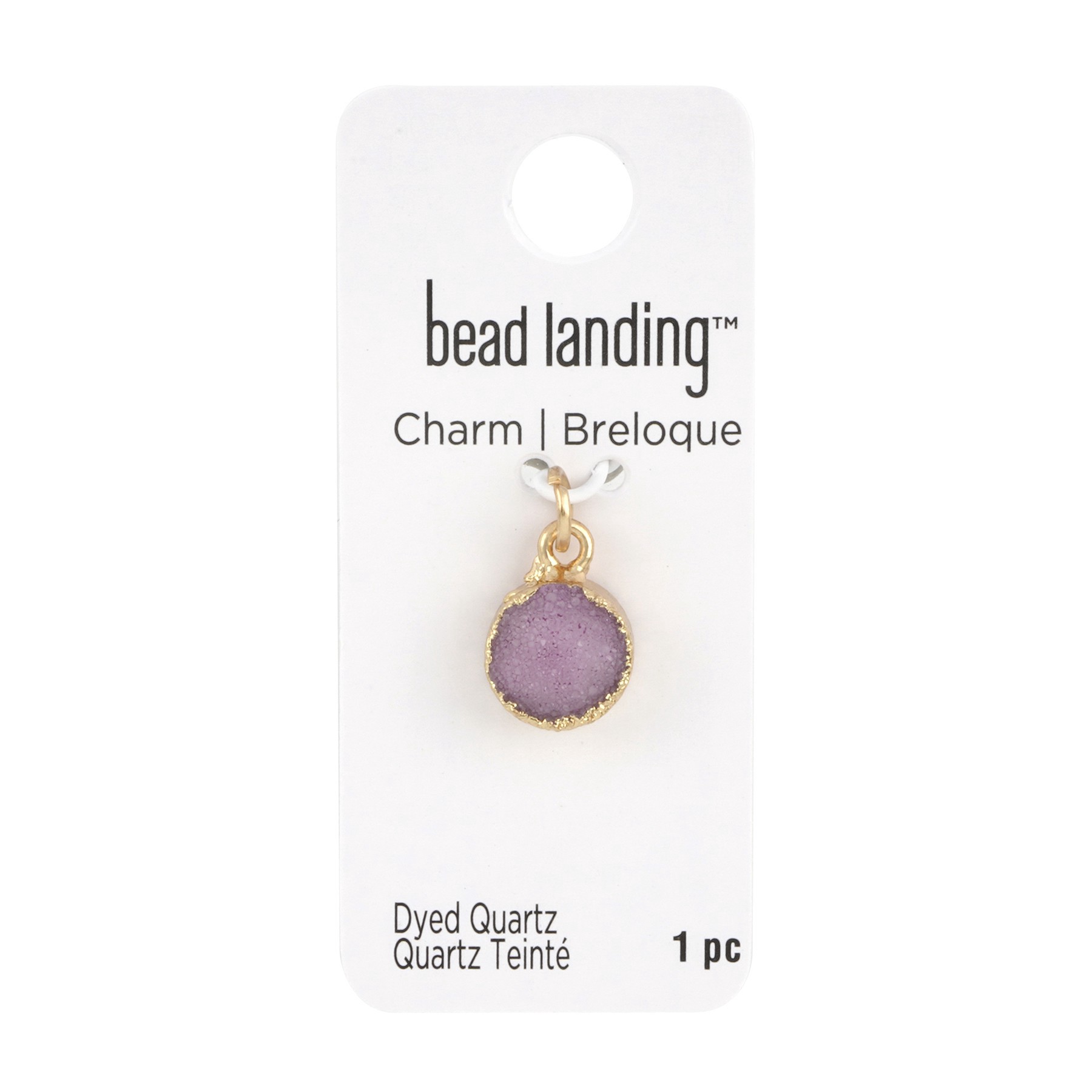 slide 3 of 3, Round Light Amethyst Dyed Quartz Charm By Bead Landing, 10 mm charm diameter