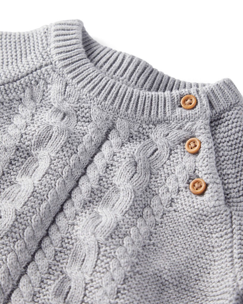 slide 3 of 3, Littleplanet Baby 2-Piece Organic Cotton Cable Knit Sweater Set Heather Grey 18M, 2 pc