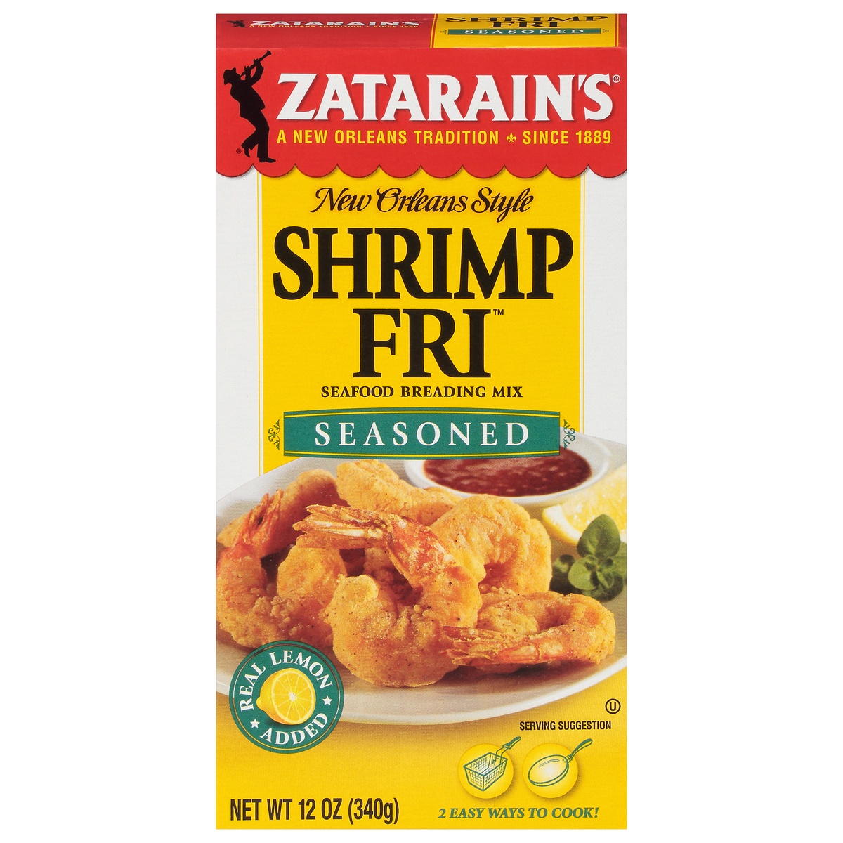 slide 1 of 1, Zatarain's Seasoned Shrimp-Fri Seafood Breading Mix, 12 oz