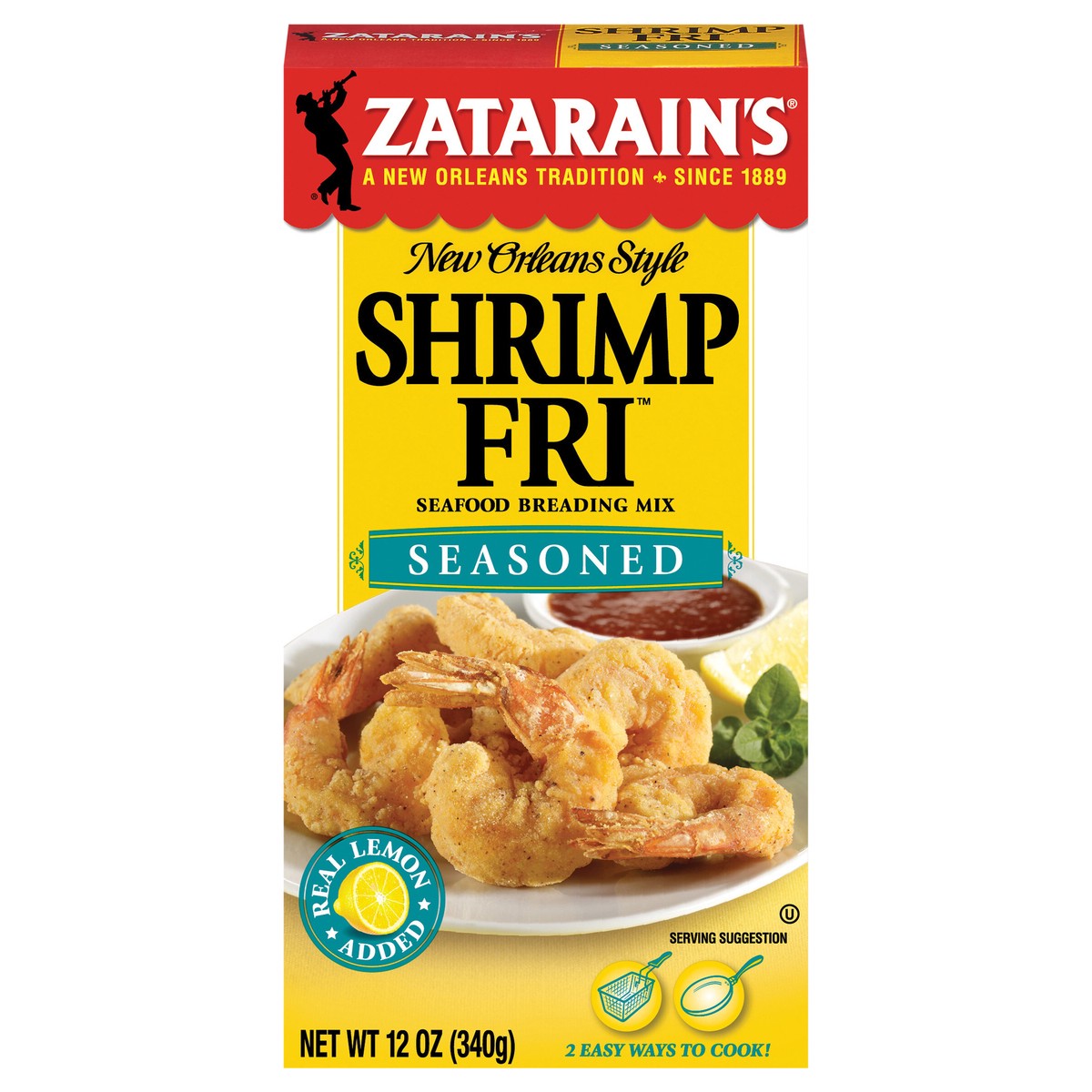 slide 1 of 9, Zatarain's Shrimp Fri Seasoned New Orleans Style Seafood Breading Mix 12 oz, 12 oz