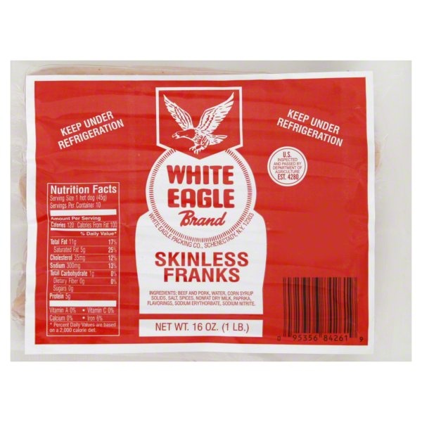 slide 1 of 1, White Eagle Franks 16 oz, 16 oz