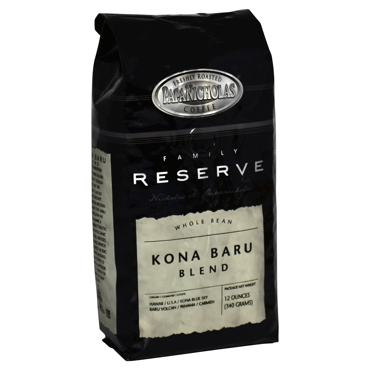 slide 1 of 1, Papa Nicholas Kona Baru Whole Bean Coffee, 12 oz