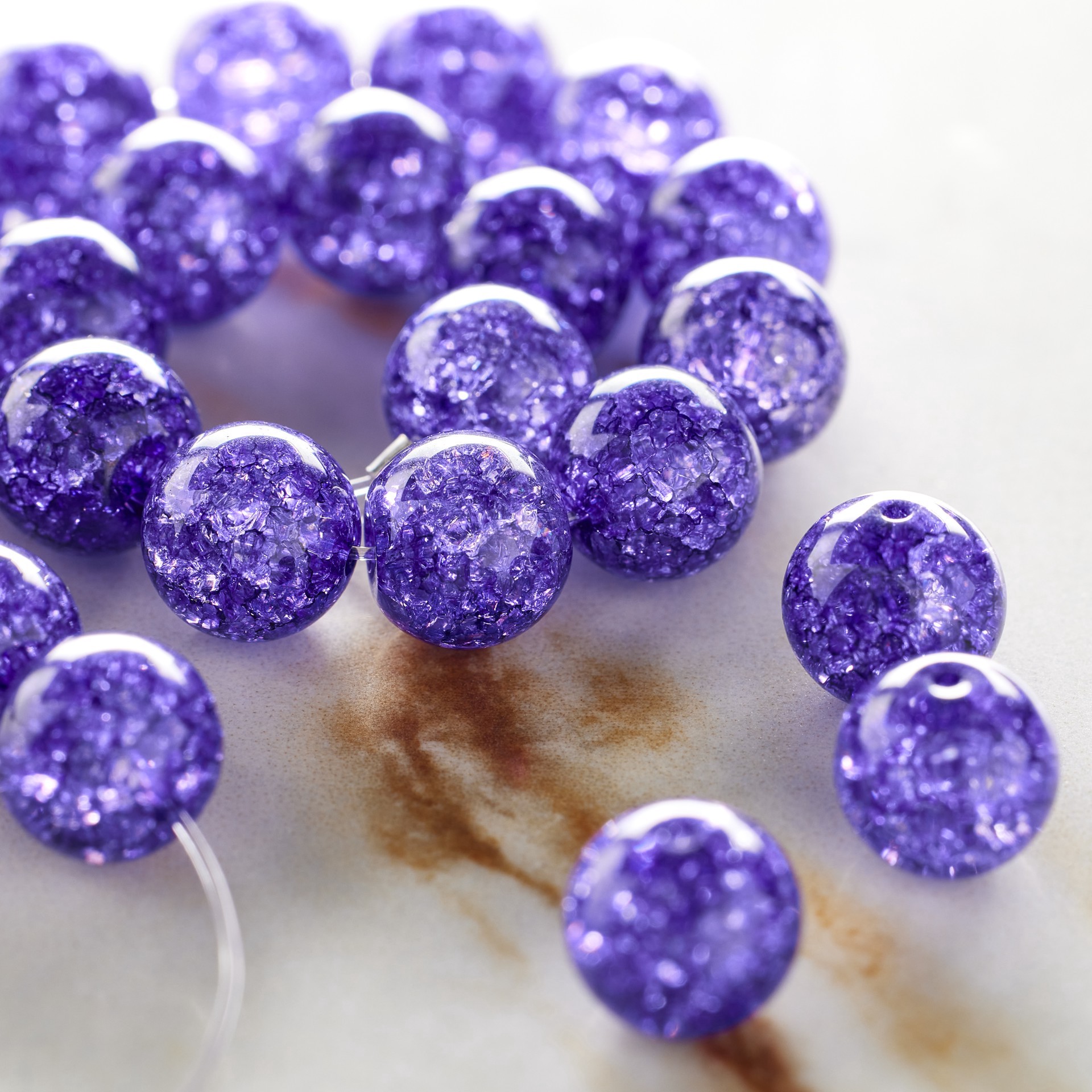 slide 3 of 3, Purple Crackled Quartzite Round Beads, 8mm By Bead Landing, 8mm