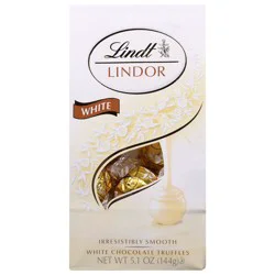 Lindt LINDOR White Chocolate Candy Truffles, Chocolates with Smooth, Melting Truffle Center, 5.1 oz. Bag