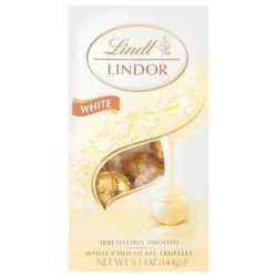 Lindt LINDOR White Chocolate Candy Truffles, Chocolates with Smooth, Melting Truffle Center, 5.1 oz. Bag