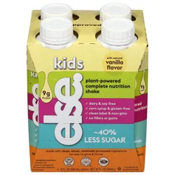 Else Kids Plant-Powered Complete Nutrition Vanilla Flavor Shake 4 - 8 fl oz Cartons
