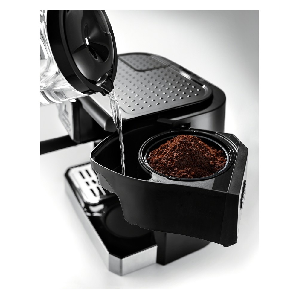 slide 5 of 7, DeLonghi Combination Pump Espresso and 10-Cup Drip Coffee Machine with Advanced Cappuccino System, 1 ct