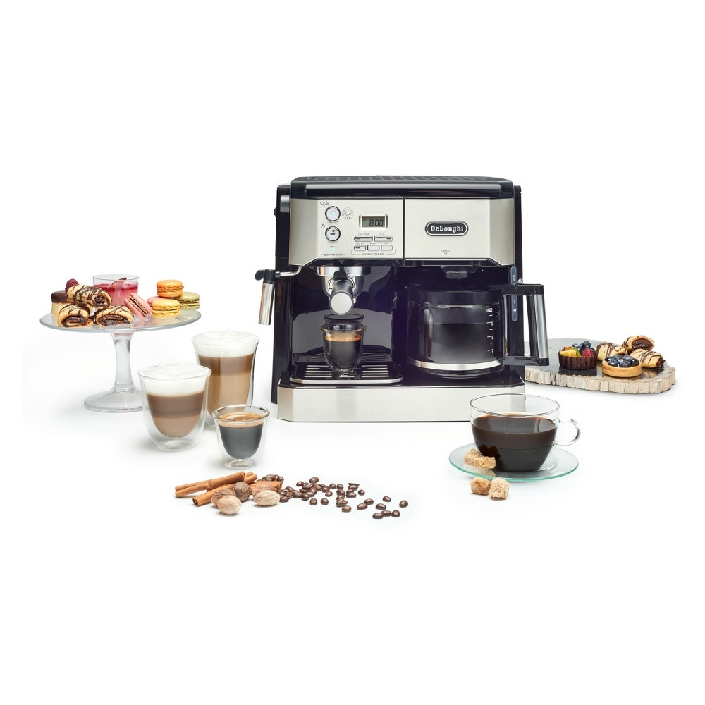 slide 7 of 7, DeLonghi Combination Pump Espresso and 10-Cup Drip Coffee Machine with Advanced Cappuccino System, 1 ct
