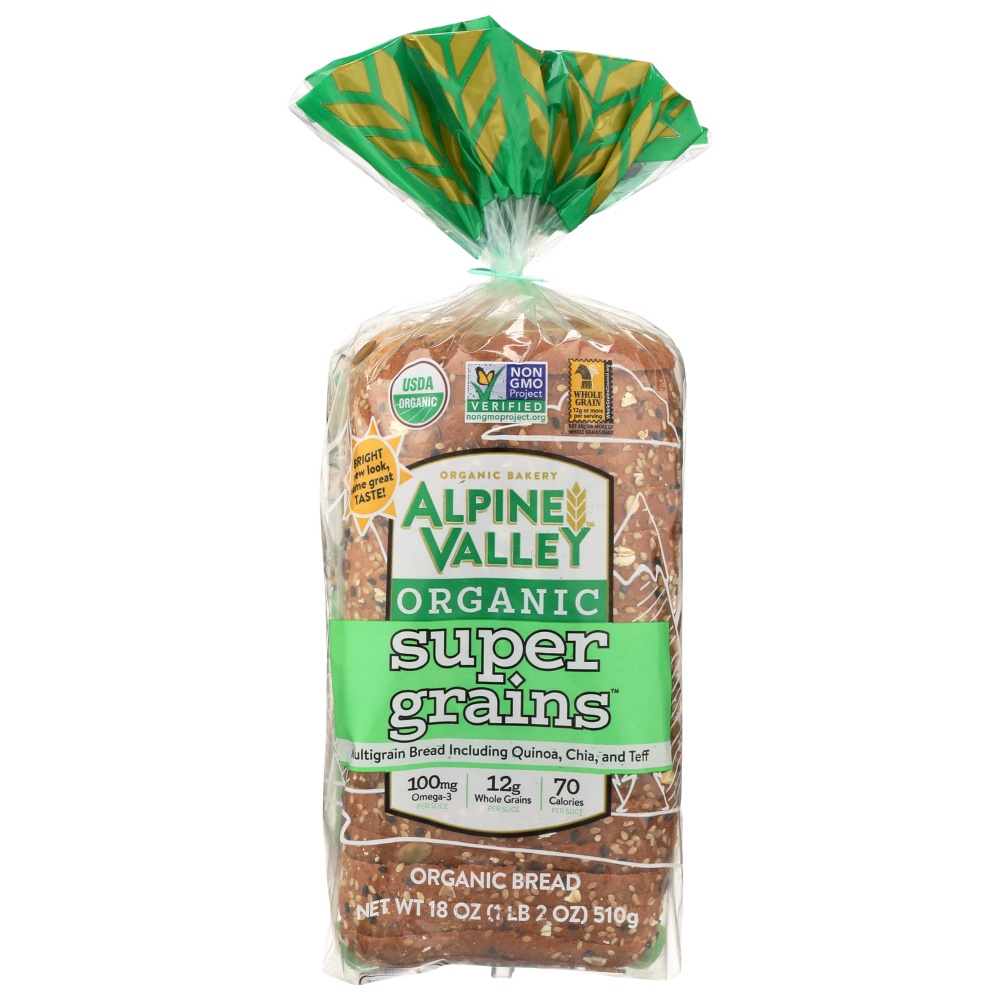 slide 1 of 5, Alpine Valleyorganic super grain bread, 18 oz