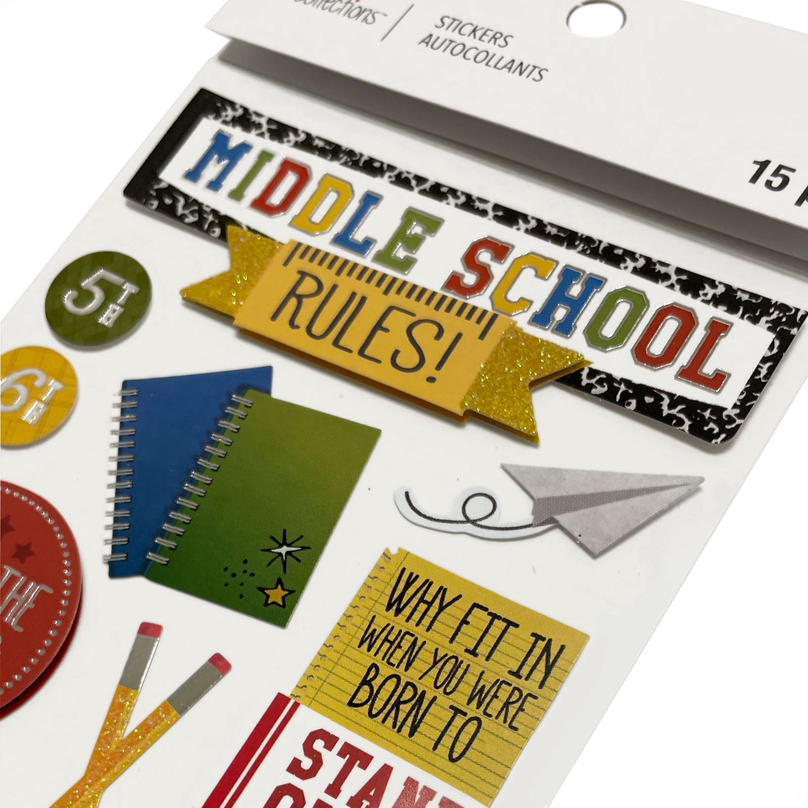 slide 5 of 5, Middle School Stickers By Recollections, 3.8 in x 6.8 in