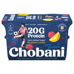 Chobani Lowfat Greek Raspberry Lemon Yogurt Value Pack 4 - 6.7 oz Cups