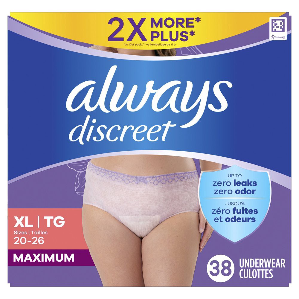slide 1 of 1, Always Discreet Women's Incontinence & Postpartum Underwear - XL, Blush, 38 ct