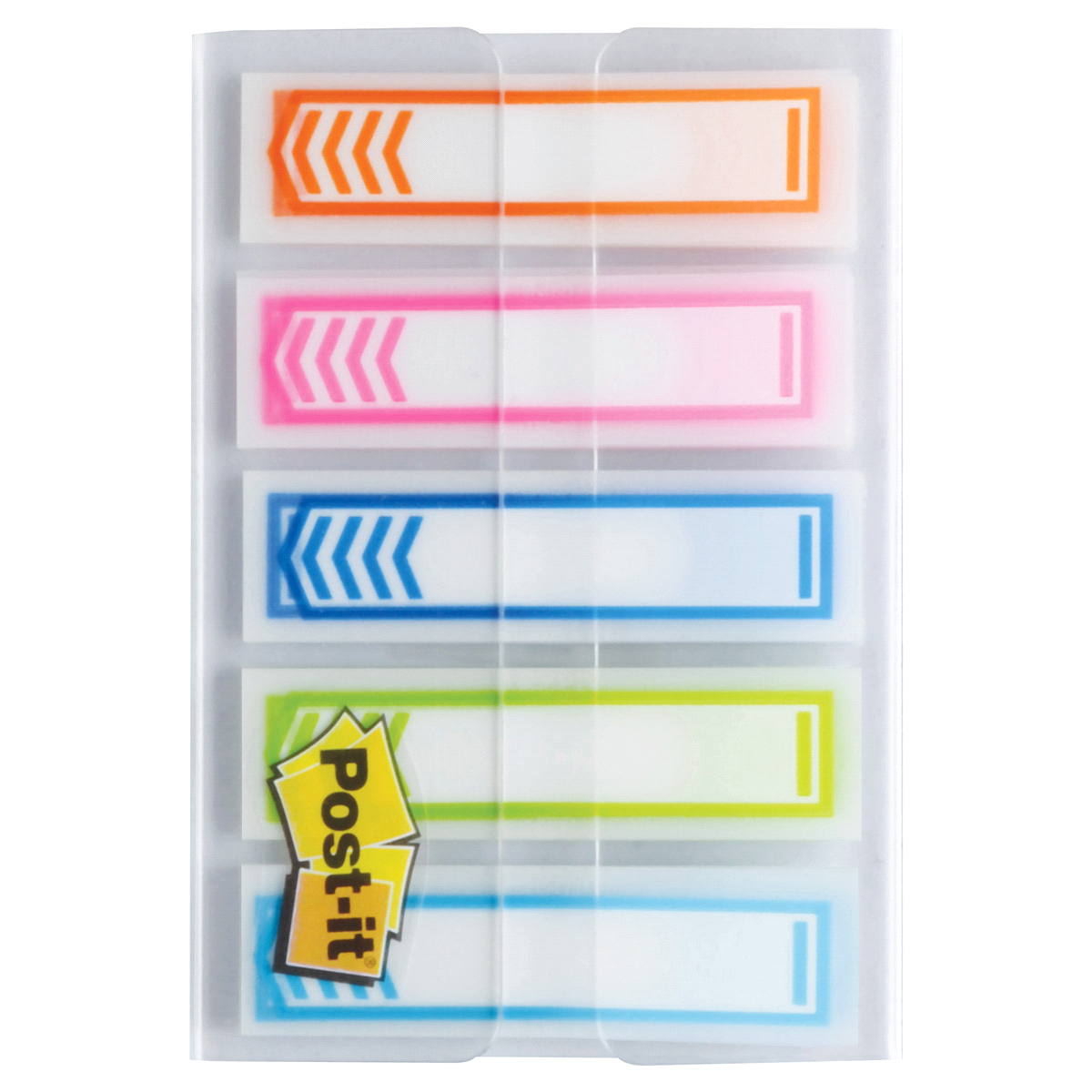 slide 2 of 2, Post-it Message Flags Sign Here Assorted Colors, 1/2 In. Wide, 5 ct