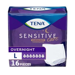 TENA Sensitive Care Overnight Incontinence Underwear for Women Large. 16 count (New Sizing)