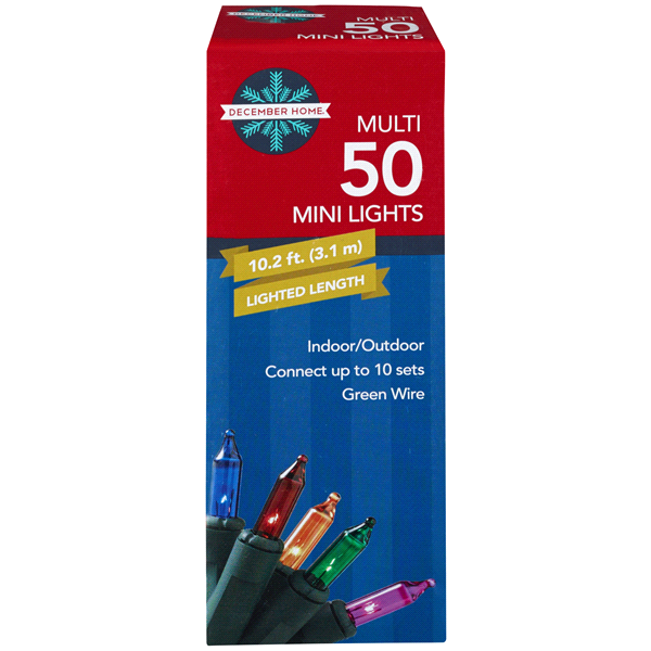 slide 1 of 1, December Home Mini Light Set, Multi Color with Green Wire, 50 ct