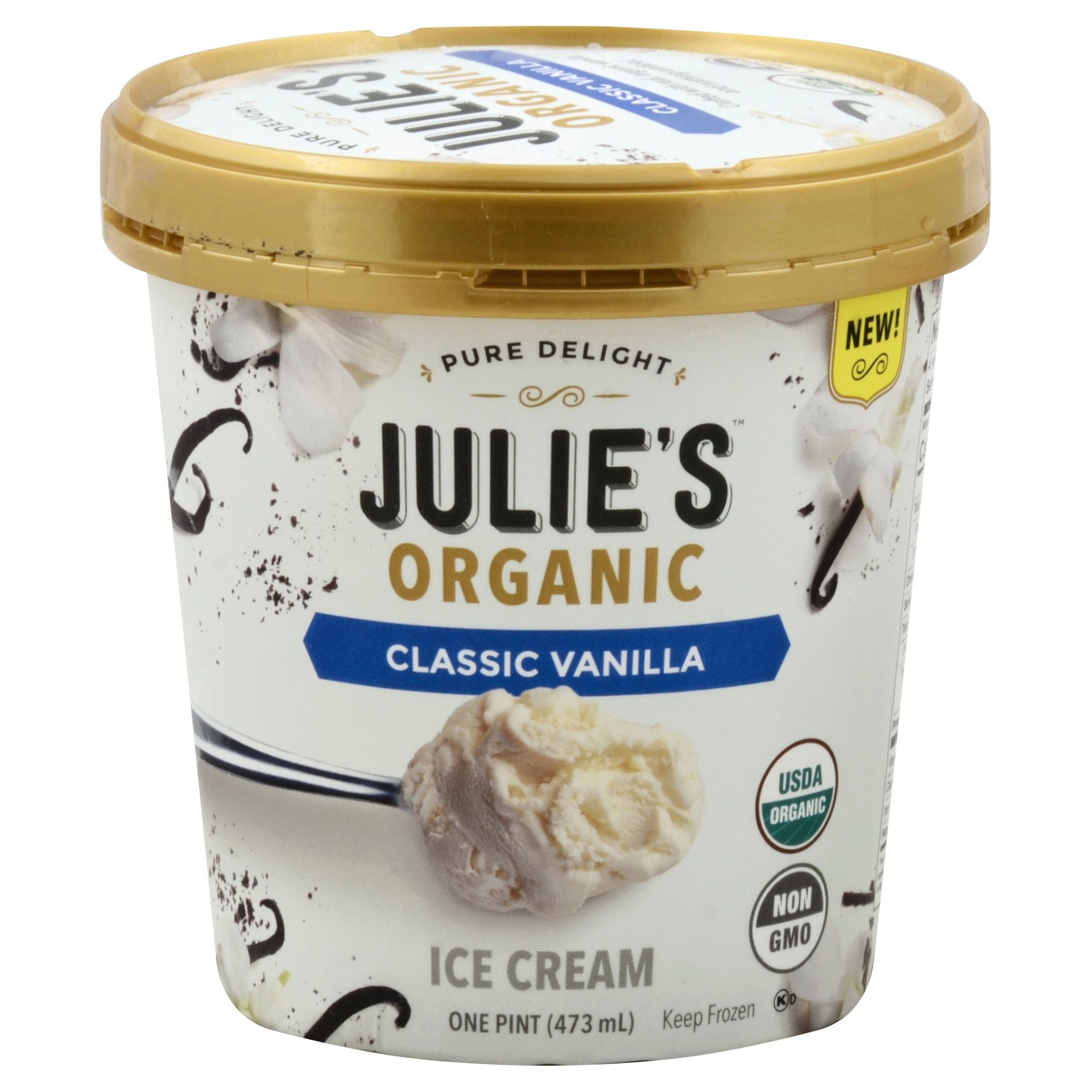 slide 1 of 1, Julie's Organic Classic Vanilla Ice Cream, 16 fl oz