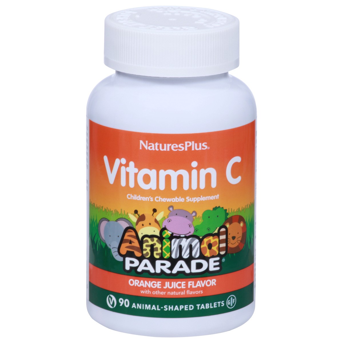 slide 1 of 9, Nature's Plus Natures Plus Source of Life Animal Parade Vitamin C Natural Orange Juice Flavor Chewable Tablets, 90 ct