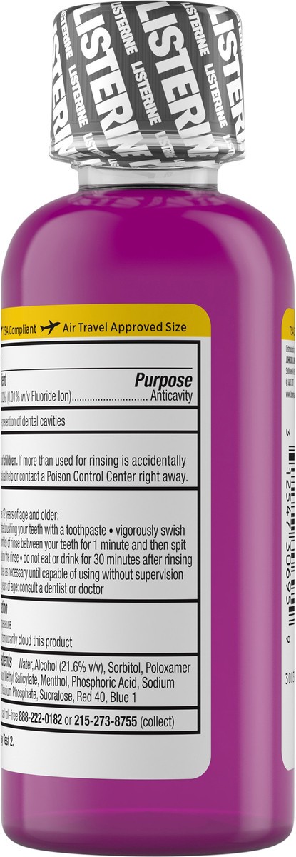 slide 3 of 11, Listerine Total Care Anticavity Fluoride Mouthwash, 6 Benefit Oral Rinse Kills 99% of Bad Breath Germs, Prevents Cavities, Strengthens Enamel, ADA-Accepted, Fresh Mint, Travel Size, 95 mL, 95 ml