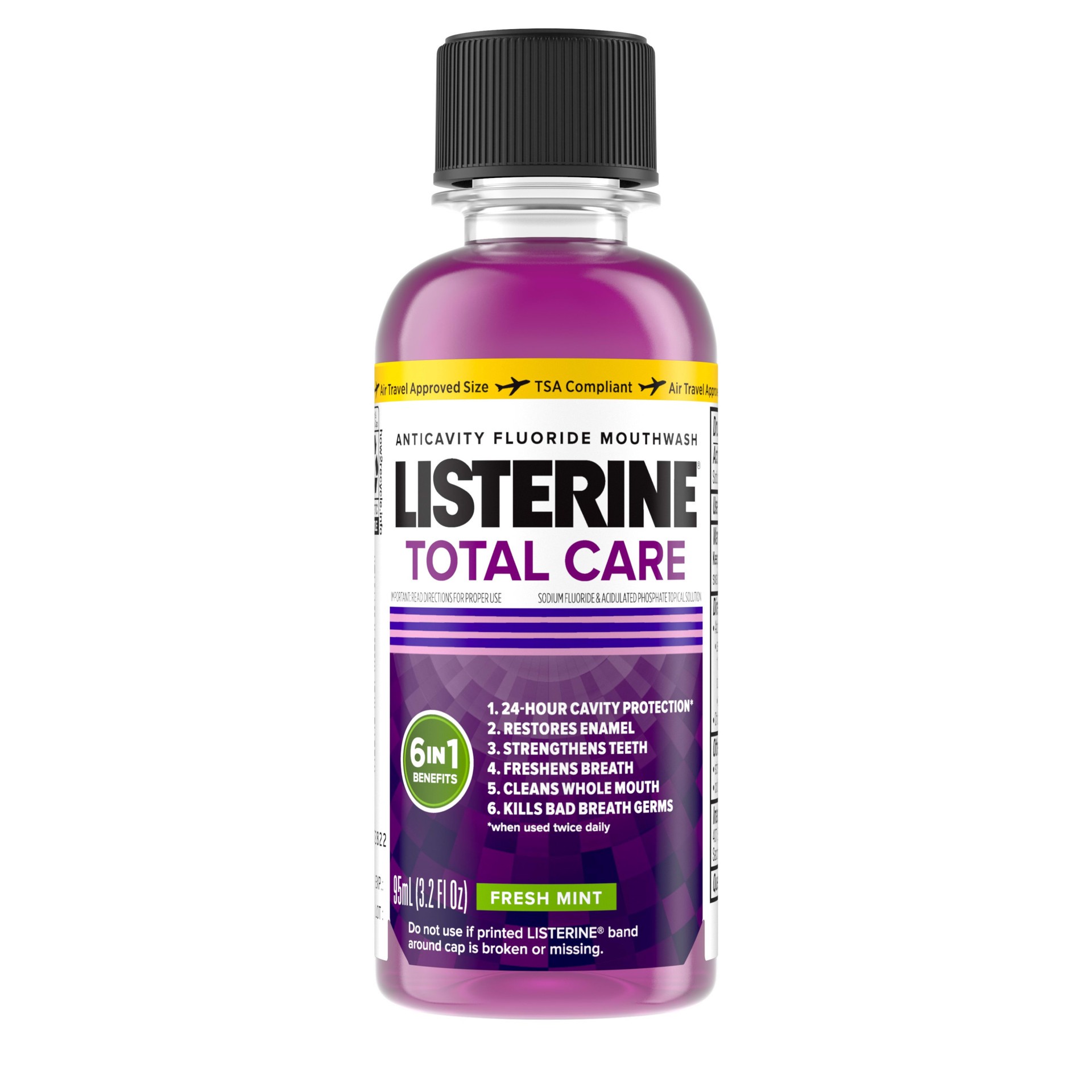 slide 1 of 11, Listerine Total Care Anticavity Mouthwash Fresh Mint, Trial size - Trial Size - 3.2oz, 95 ml