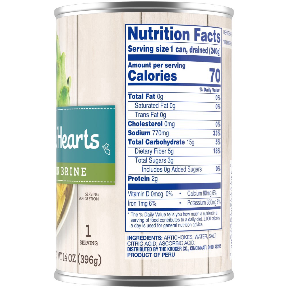slide 2 of 3, Kroger 810 Artichoke Hearts Pieces In Brine Can, 14 oz