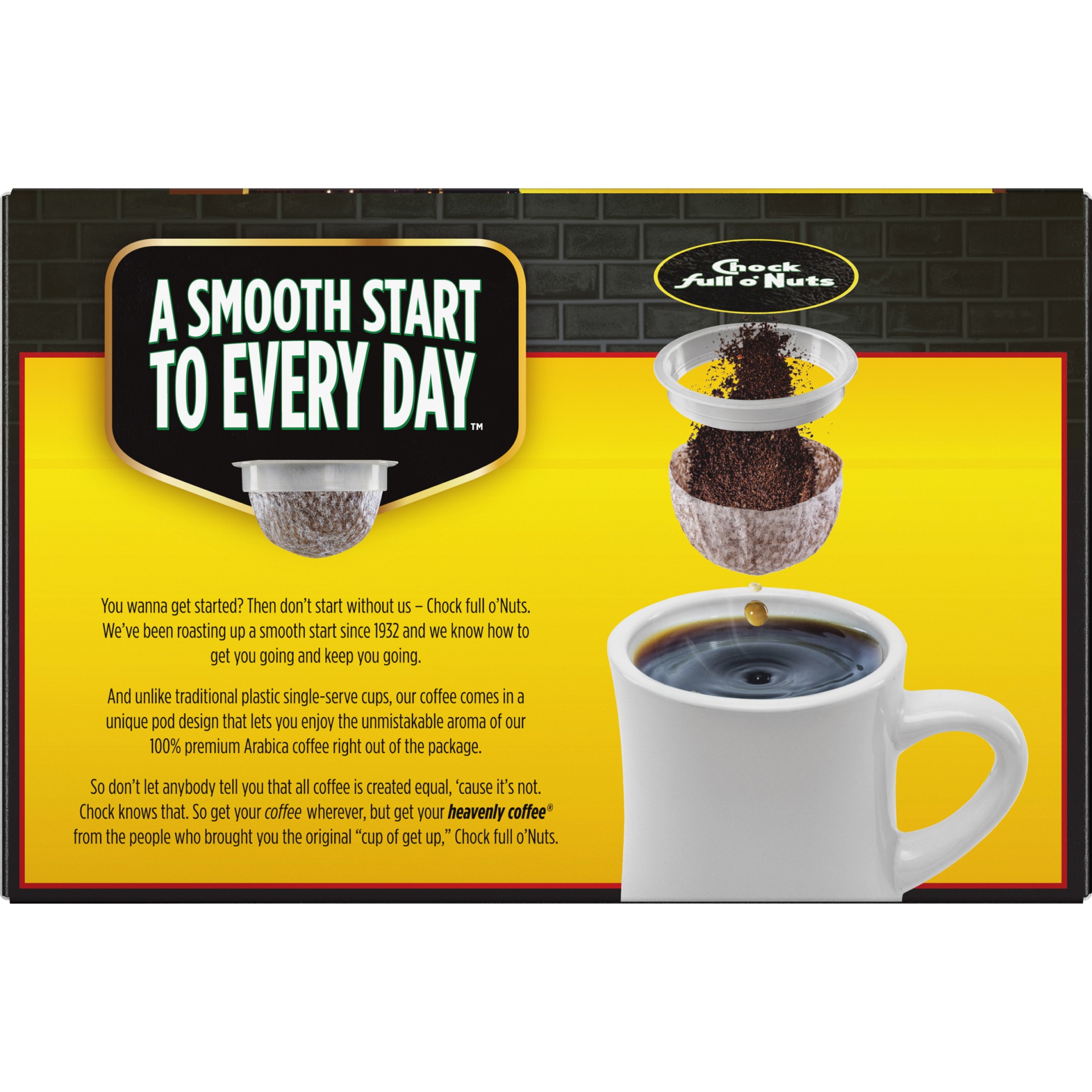 Chock Full O' Nuts 100 Colombian Medium Roast Coffee Single Serve Pods