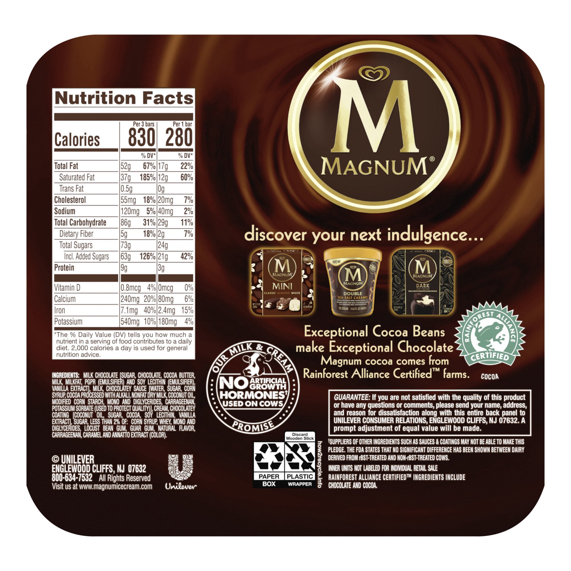 slide 2 of 3, Magnum Ice Cream Bars Double Chocolate Vanilla, 9.12 oz, 3 Count, 3 ct