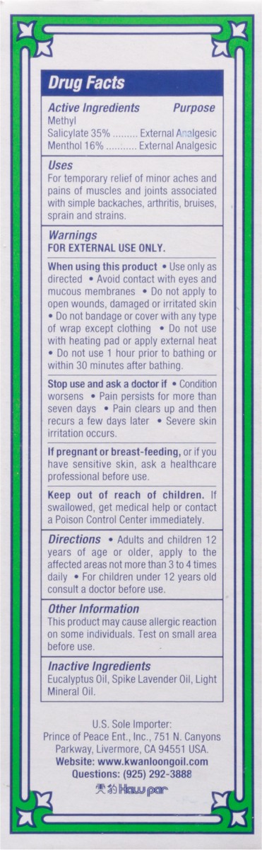slide 7 of 9, Kwan Loong Pain Relieving Oil 2 fl oz, 2 fl oz