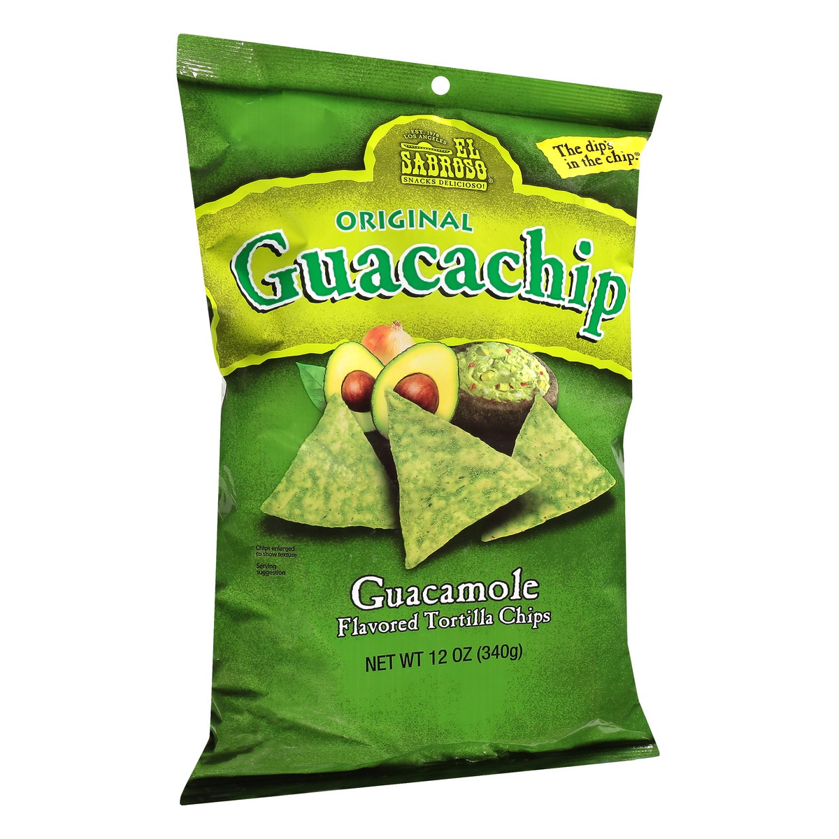 slide 2 of 9, El Sabroso Guacachip Guacamole Flavored Tortilla Chips 12 oz, 12 oz