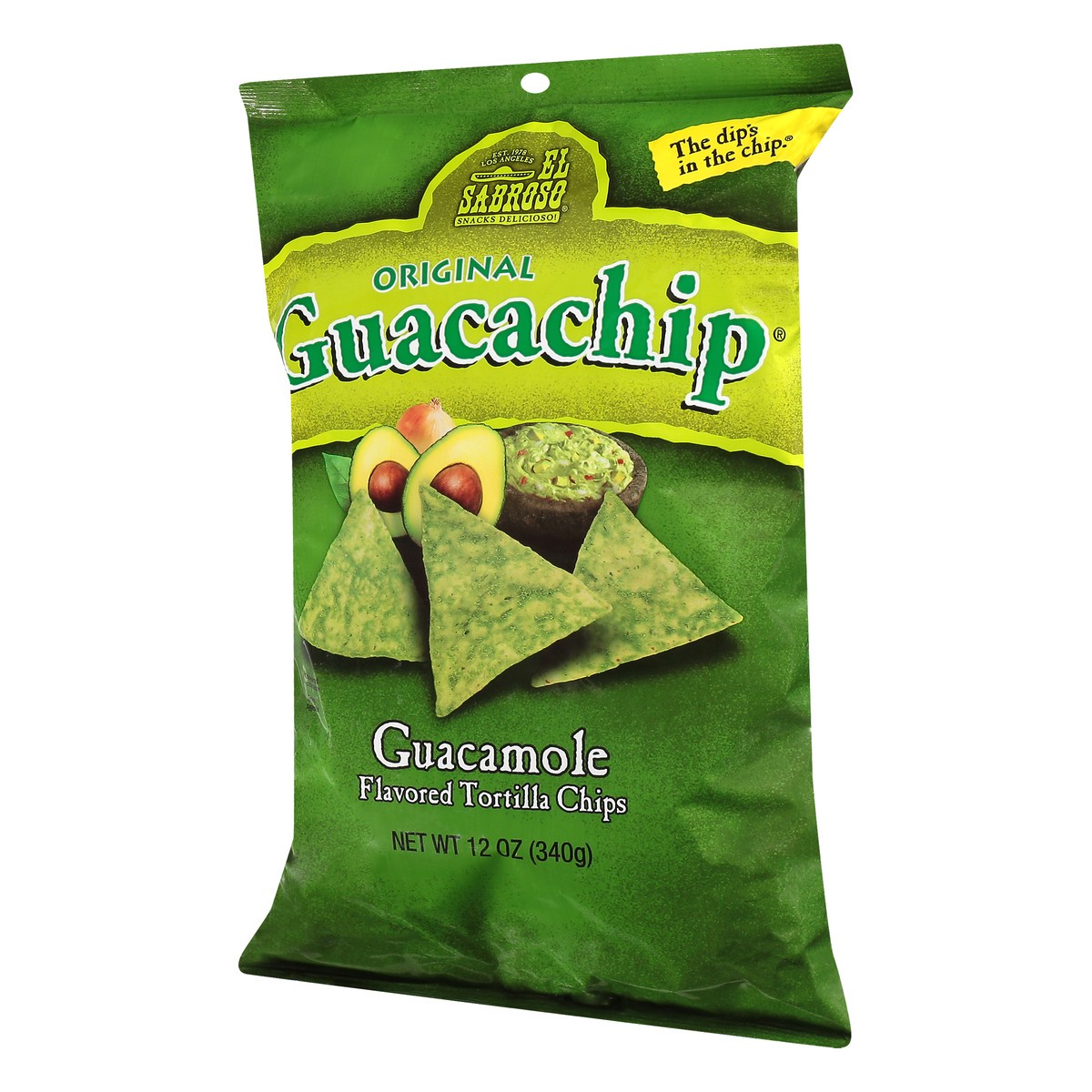 slide 3 of 9, El Sabroso Guacachip Guacamole Flavored Tortilla Chips 12 oz, 12 oz