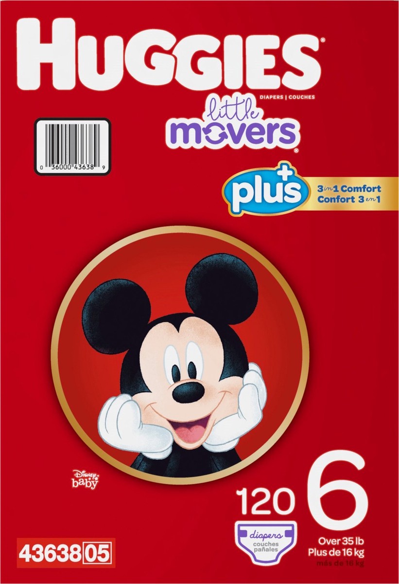 slide 2 of 10, Huggies Little Movers Disney Baby Diapers Size 6 (Over 35 lb) 120 ea, 