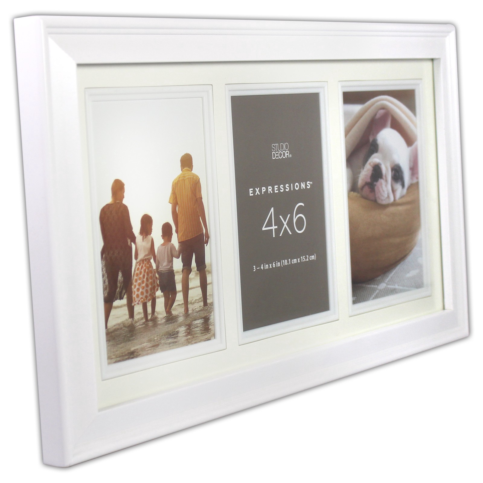 slide 3 of 5, Expressions 3 Opening 4" X 6" White Collage Frame By Studio Decor, 4 in x 6 in
